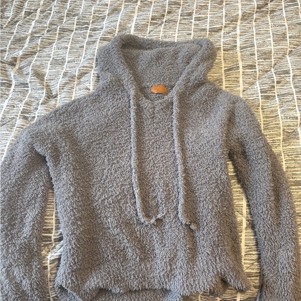 Cozy Gray Hooded Women's Top